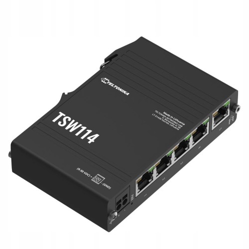 Przemysłowy switch Gigabit Teltonika TSW114 – montaż na szynie DIN