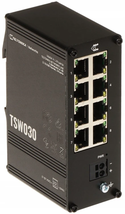 Przełącznik Przemysłowy Teltonika Switch TSW030 8xRJ45 porty 10/100Mbps DIN