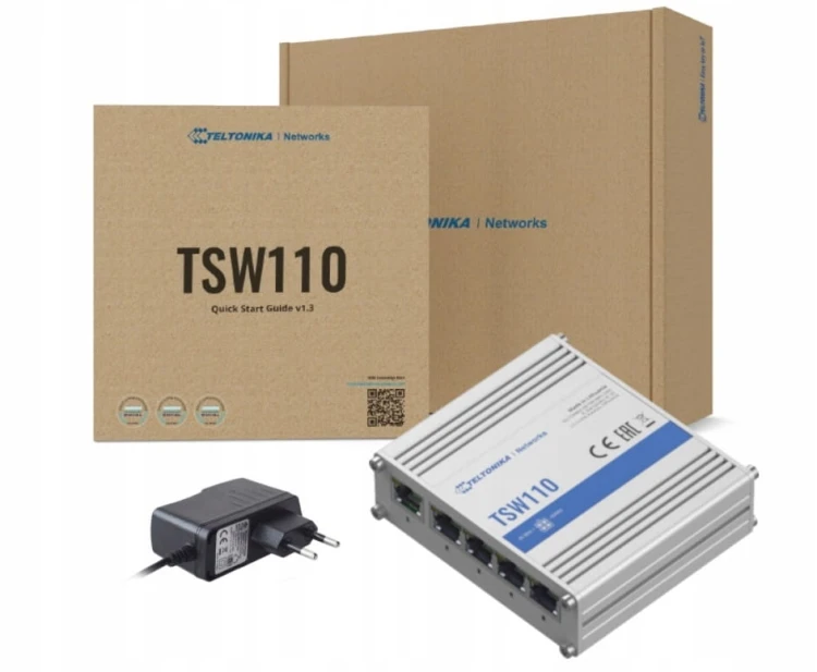 Switch Teltonika TSW110 5× Gigabit ETH, przemysłowy, niezarządzalny, PoE