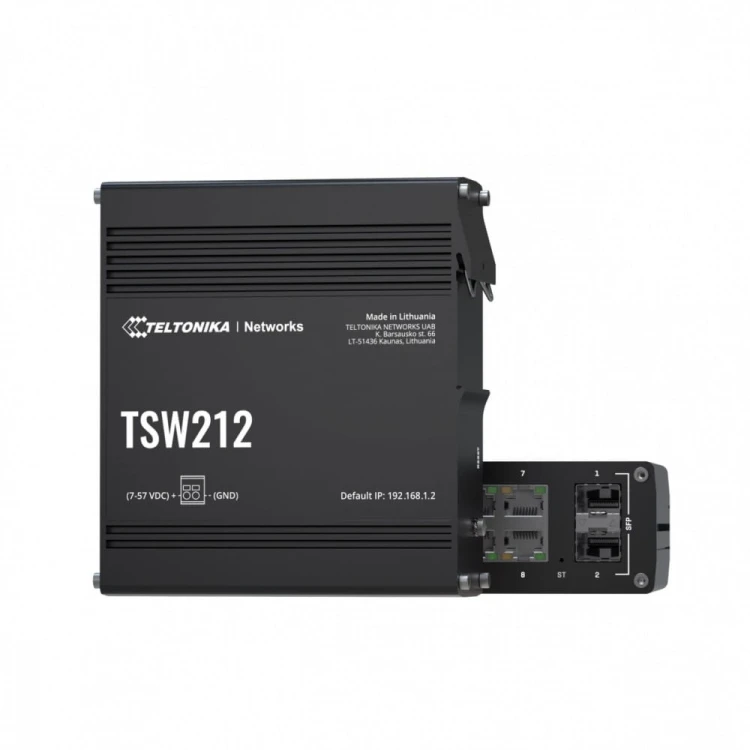 Teltonika TSW212 – switch przemysłowy 8× Gigabit RJ45 + 2× SFP, PROFINET