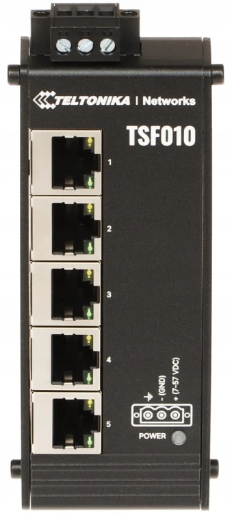 Teltonika TSF010 płaski SWITCH PRZEMYSŁOWY 5x ETH NA SZYNĘ DIN