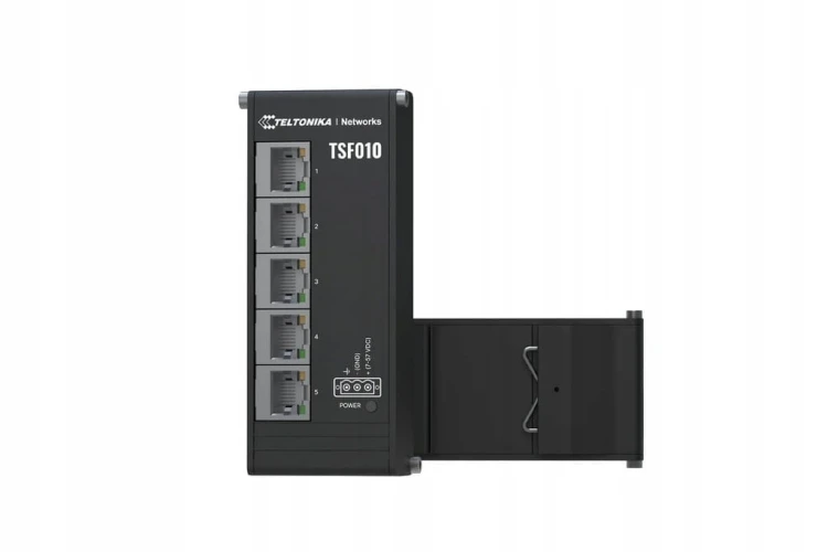 Teltonika TSF010 płaski SWITCH PRZEMYSŁOWY 5x ETH NA SZYNĘ DIN