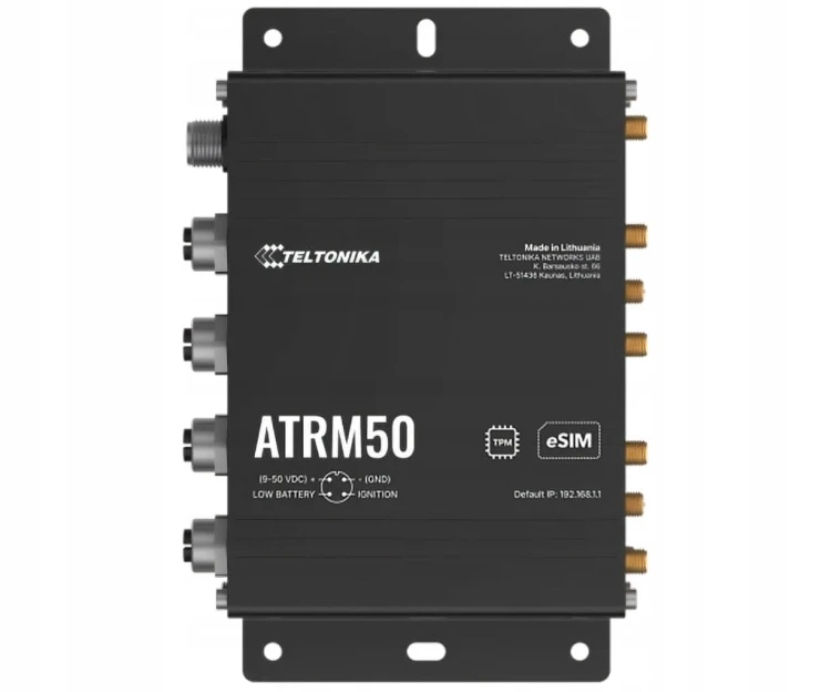 Teltonika ATRM50 – router 5G do transportu, 4× Gigabit Ethernet (M12), eSIM