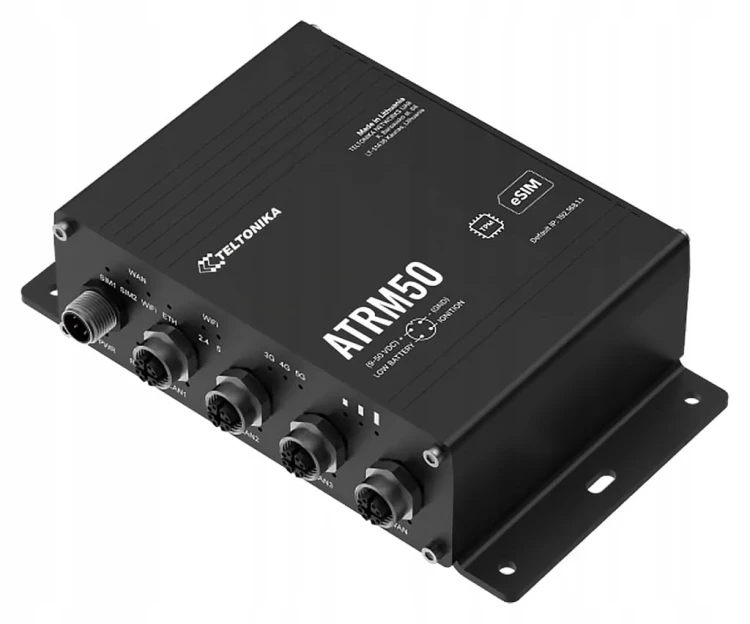 Teltonika ATRM50 – router 5G do transportu, 4× Gigabit Ethernet (M12), eSIM
