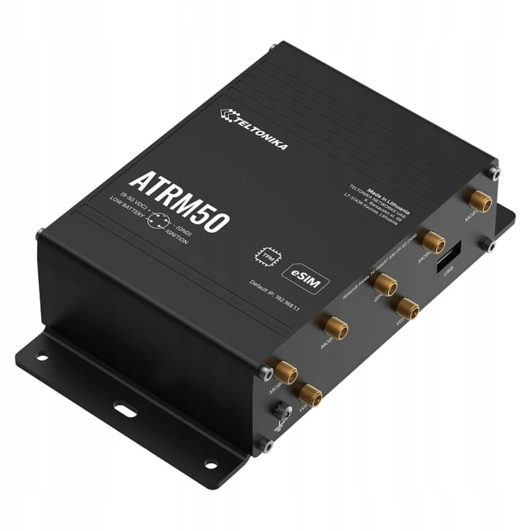 Teltonika ATRM50 – router 5G do transportu, 4× Gigabit Ethernet (M12), eSIM