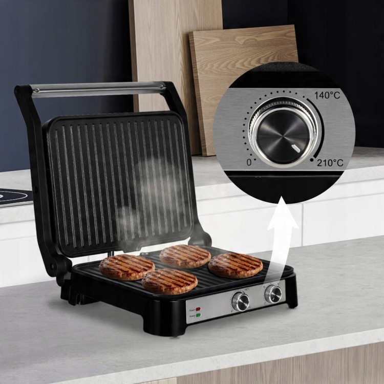 GRILL ELEKTRYCZNY 2000W KONTAKTOWY PANINI STOŁOWY DO MIĘSA I WARZYW 2000W