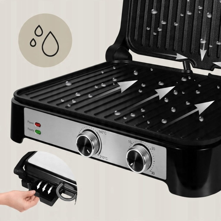 GRILL ELEKTRYCZNY 2000W KONTAKTOWY PANINI STOŁOWY DO MIĘSA I WARZYW 2000W