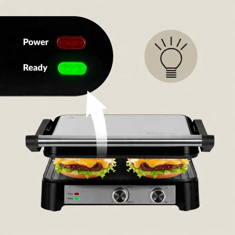 GRILL ELEKTRYCZNY 2000W KONTAKTOWY PANINI STOŁOWY DO MIĘSA I WARZYW 2000W