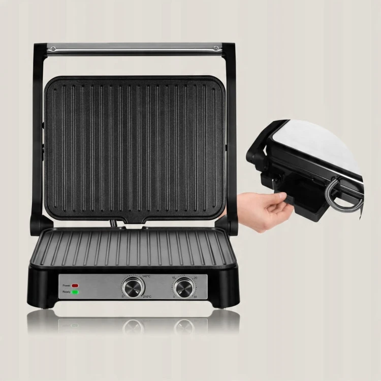 GRILL ELEKTRYCZNY 2000W KONTAKTOWY PANINI STOŁOWY DO MIĘSA I WARZYW 2000W