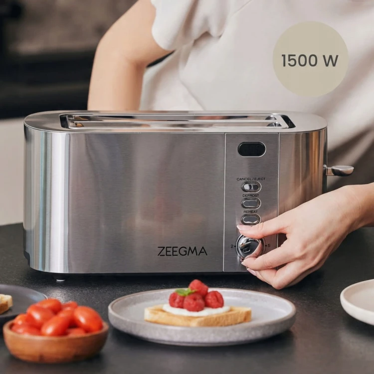 ELEKTRYCZNY TOSTER 4 TOSTY WYŚWIETLACZ LED TACKA TIMER 1500W DESIGN HIT