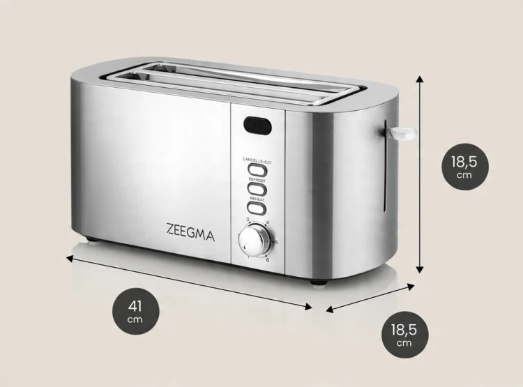 ELEKTRYCZNY TOSTER 4 TOSTY WYŚWIETLACZ LED TACKA TIMER 1500W DESIGN HIT