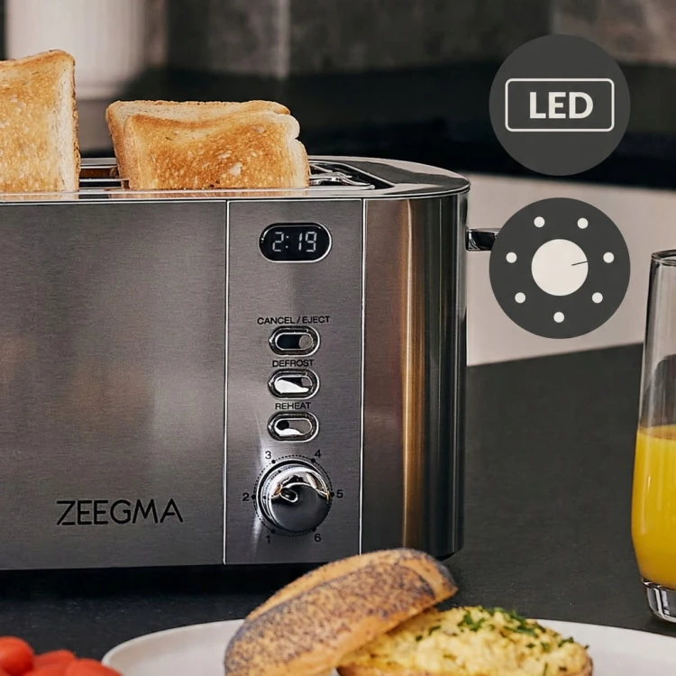 ELEKTRYCZNY TOSTER 4 TOSTY WYŚWIETLACZ LED TACKA TIMER 1500W DESIGN HIT