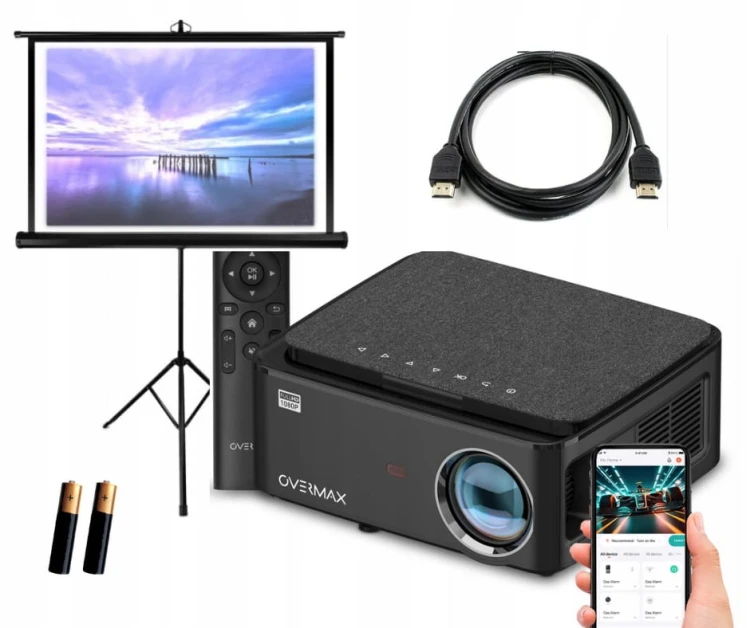 PROJEKTOR DO PREZENTACJI SZKOLEŃ KINO DOMOWE WIFI ANDROID EKRAN NA STATYWIE Multipic 5.1