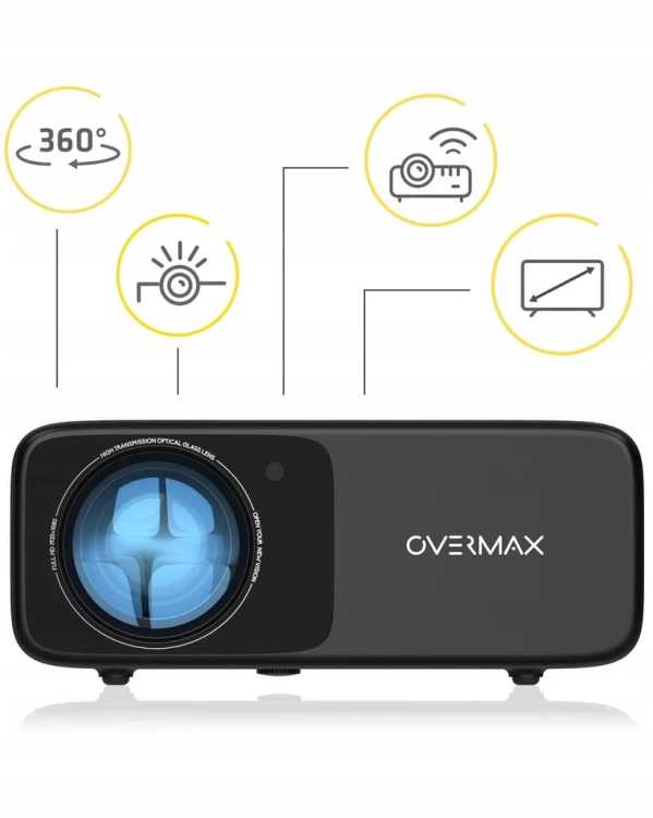 PROJEKTOR OVERMAX MULTIPIC 4.2 LED FULL HD WIFI BLUETOOTH EKRAN NA STATYWIE