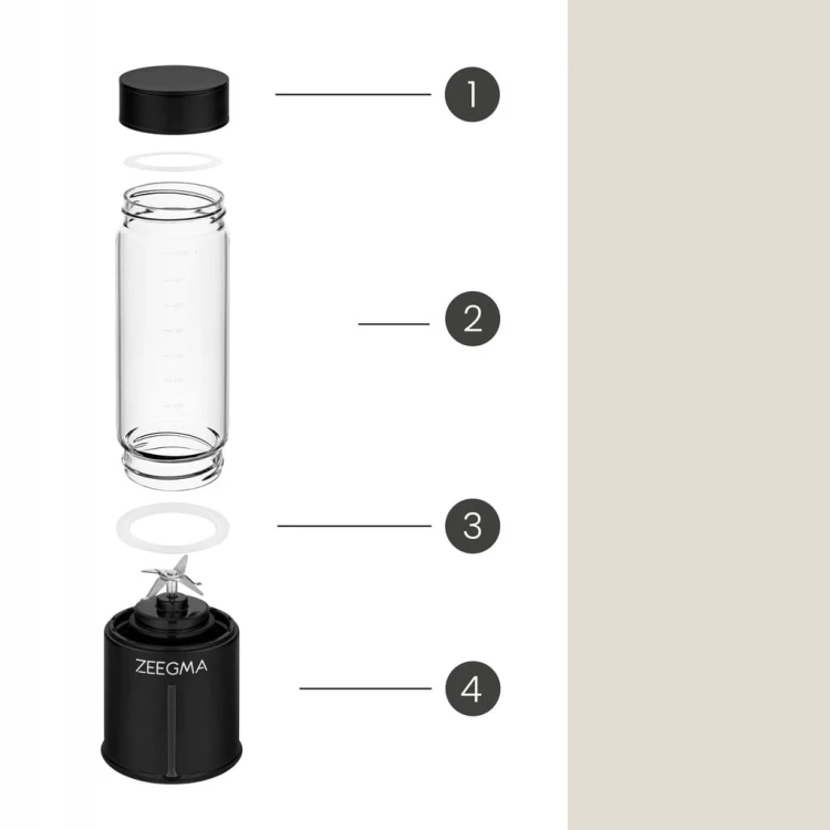 Blender kielichowy Zeegma czarny, BLENDER DO PRACY TURYSTYCZNY PRZENOŚNY