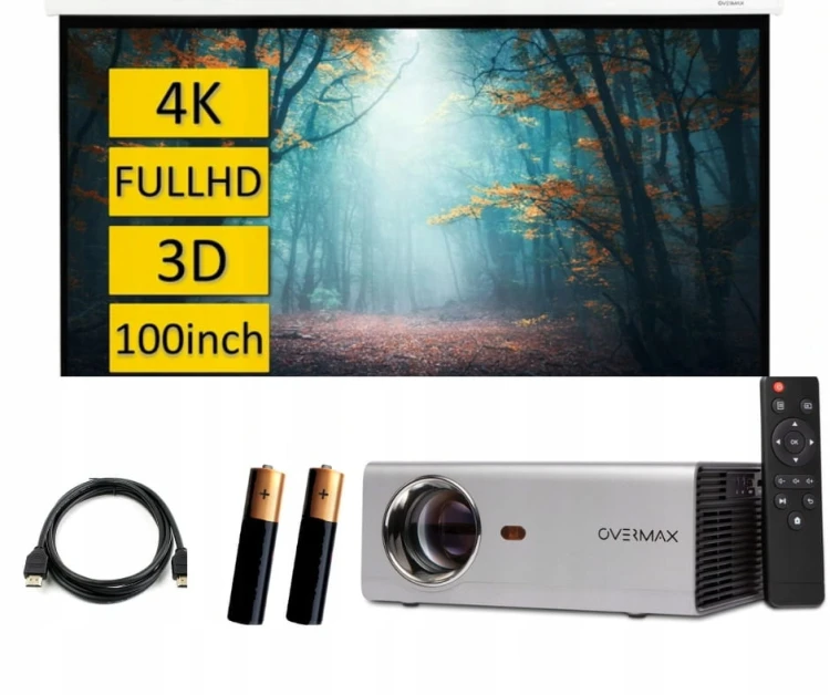 RZUTNIK PROJEKTOR OVERMAX MULTIPIC 3.5 + EKRAN 100