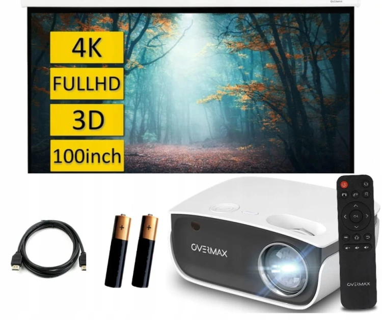 RZUTNIK PROJEKTOR OVERMAX MULTIPIC 2.5 + EKRAN 100