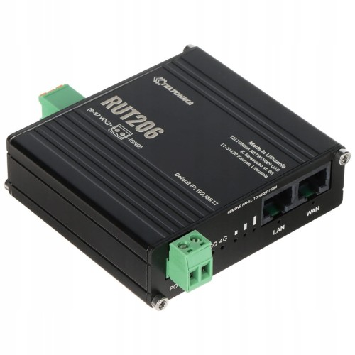 Router Teltonika RUT206 4G LTE, 2x ETH, Wi-Fi 2.4 GHz, RS232, RS-485, PoE+