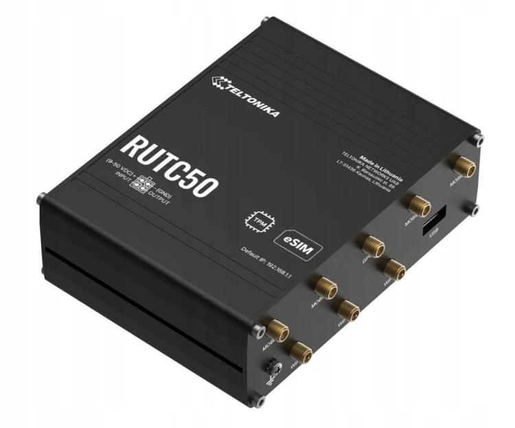 Router Teltonika RUTC50 5G, Wi-Fi 6 (3,4 GB/s), eSIM, 1GB RAM, 8GB-Docker