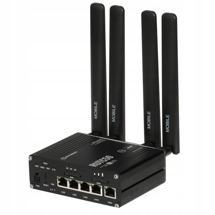 Router Teltonika RUTC50 5G, Wi-Fi 6 (3,4 GB/s), eSIM, 1GB RAM, 8GB-Docker