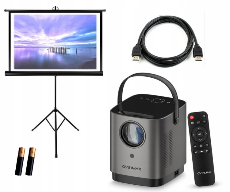 PROJEKTOR MULTIMEDIALNY RZUTNIK LED SMART WIFI 5G + EKRAN MOBILNY HD BT