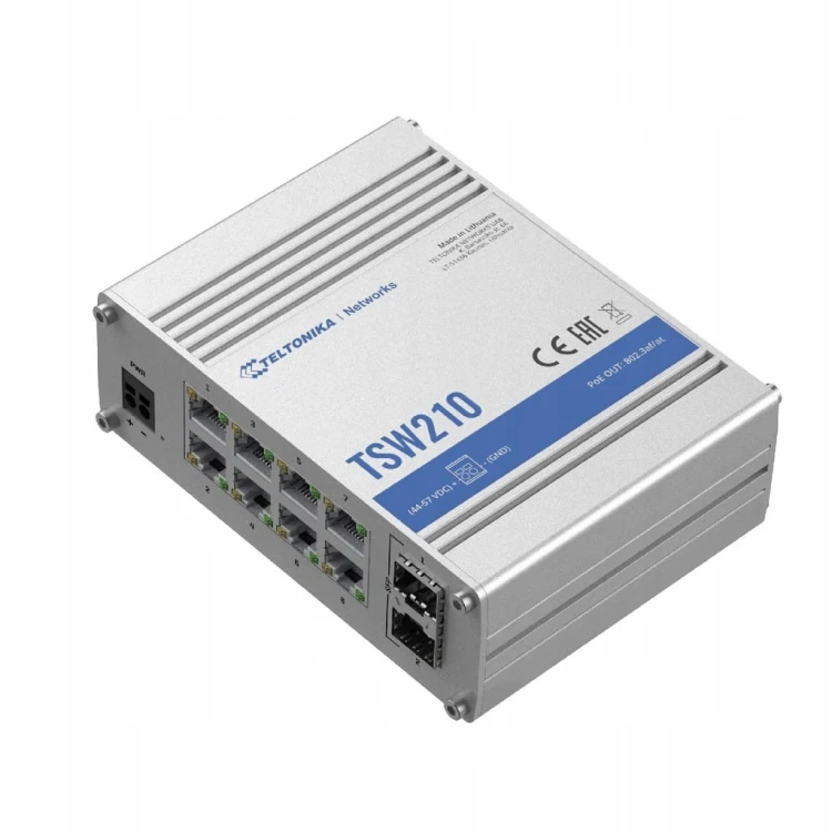 PRZEŁĄCZNIK PRZEMYSŁOWY TELTONIKA TSW210 8x Gigabit 2x SFP SWITCH 8 PORT
