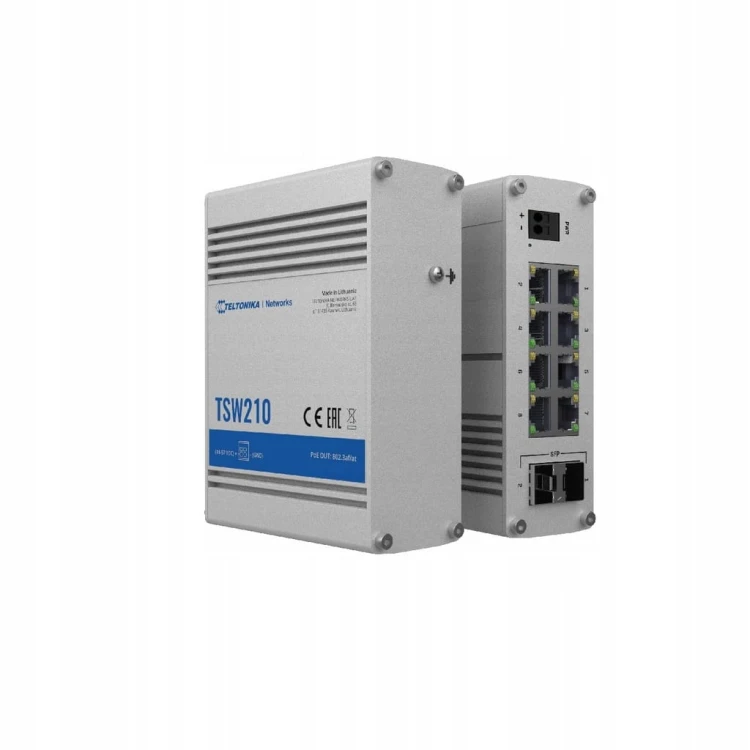 PRZEŁĄCZNIK PRZEMYSŁOWY TELTONIKA TSW210 8x Gigabit 2x SFP SWITCH 8 PORT