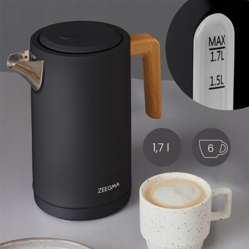 Czajnik elektryczny Zeegma Ketlee Black Wood 2200W 1,7L Stal nierdzewna