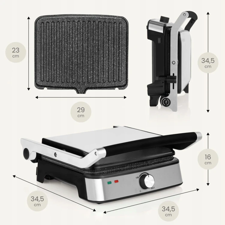 Grill elektryczny rozkładany Zeegma Grill 2000W do mycia w zmywarce