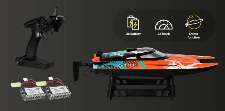 Łódź motorowa zdalnie sterowana OVERMAX X-Tide 25 km/h 2 baterie MOTORÓWKA