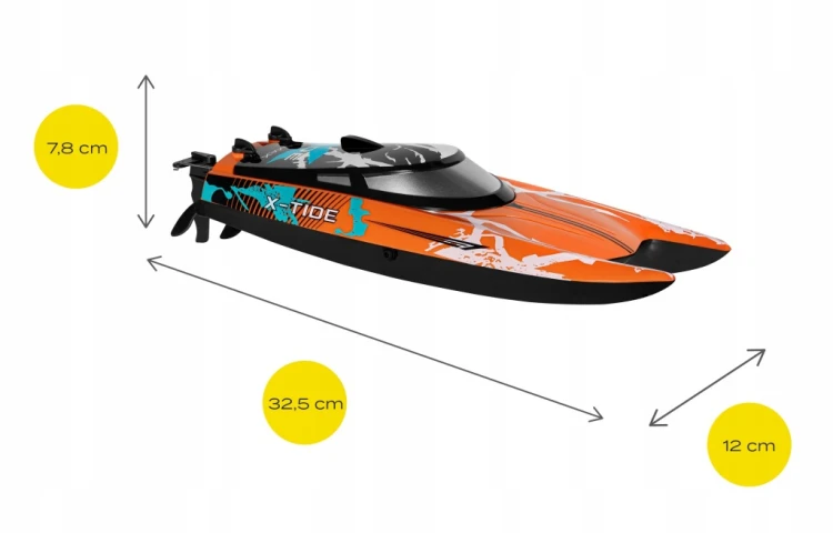 Łódź motorowa zdalnie sterowana OVERMAX X-Tide 25 km/h 2 baterie MOTORÓWKA
