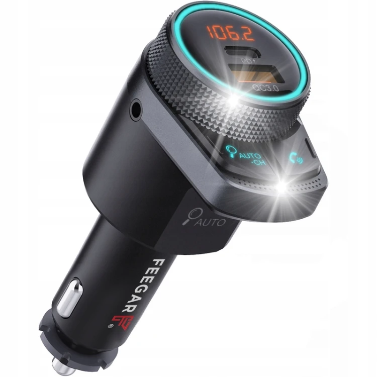 TRANSMITER BLUETOOTH FM – LED WYŚWIETLACZ, AUX, QC 3.0, 38W, AUTOSEARCH