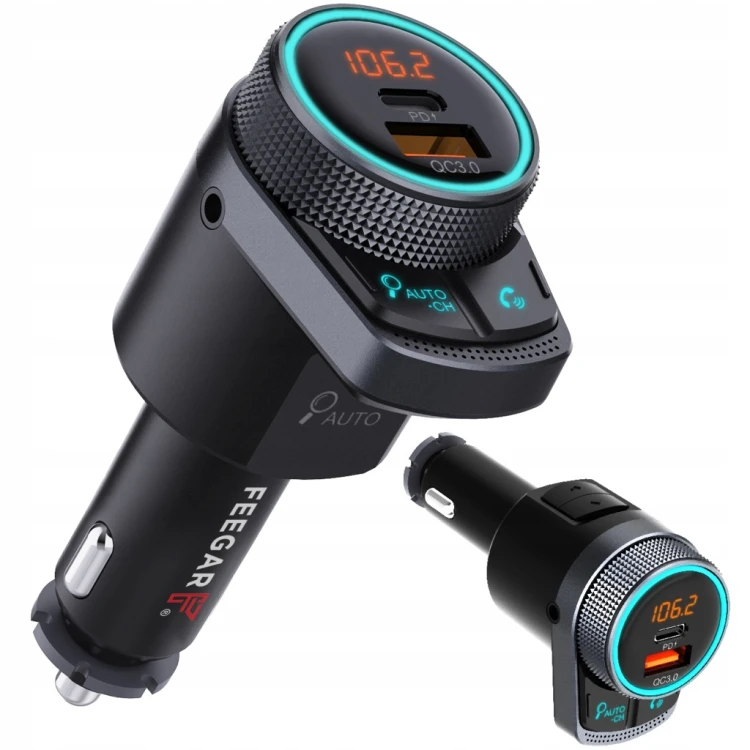 TRANSMITER BLUETOOTH FM – LED WYŚWIETLACZ, AUX, QC 3.0, 38W, AUTOSEARCH