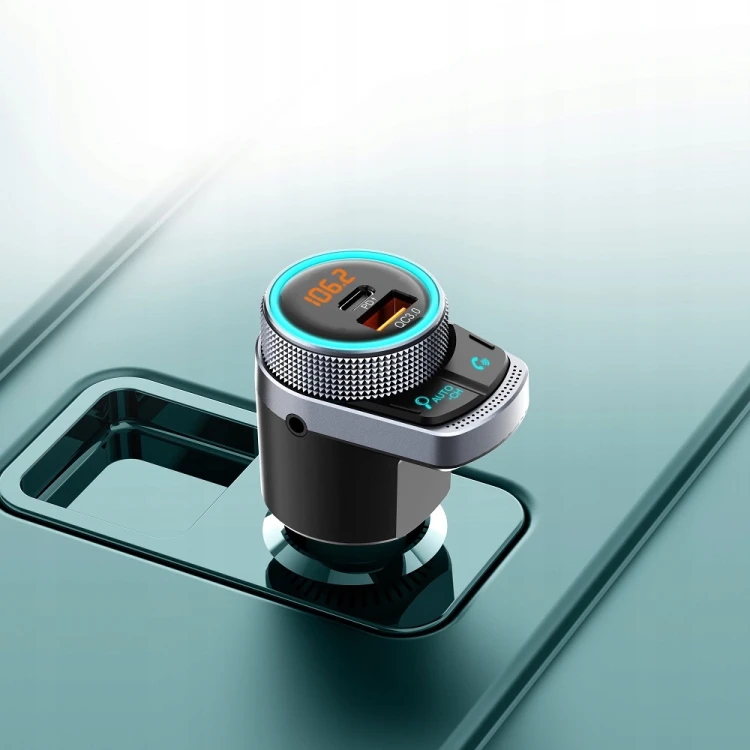 TRANSMITER BLUETOOTH FM – LED WYŚWIETLACZ, AUX, QC 3.0, 38W, AUTOSEARCH