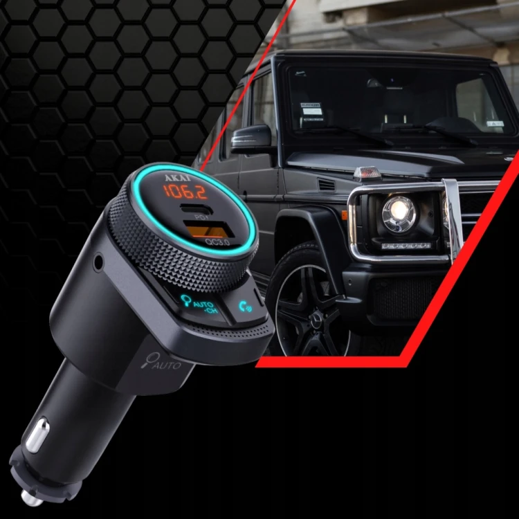 TRANSMITER BLUETOOTH FM – LED WYŚWIETLACZ, AUX, QC 3.0, 38W, AUTOSEARCH