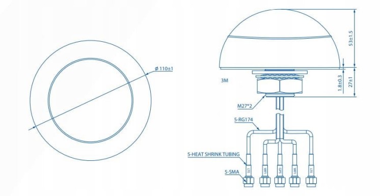 Antena Samochodowa 3w1 Teltonika LTE GPS WIFI