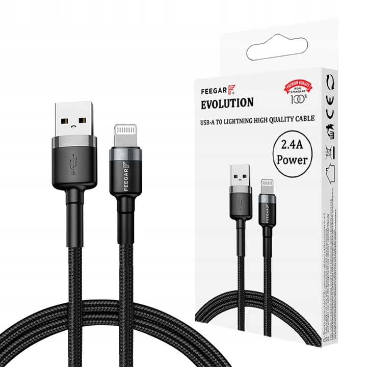 Feegar Kabel USB Lightning do iPhone przewód nylon USB-A Lightning