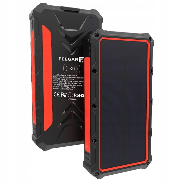 Power bank Solarny Feegar 36000mah 20W 4x USB-C QI