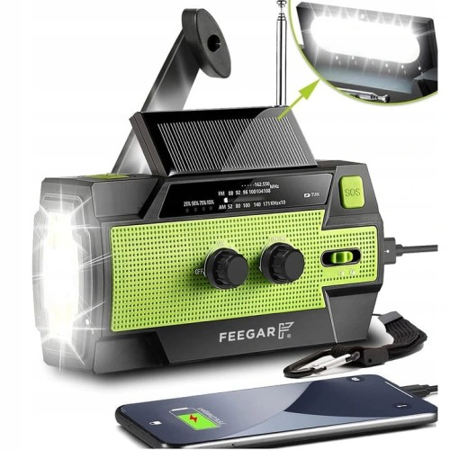 Feegar Radio FM Awaryjne Solar SOS 4000mAh Latarka OZE2 OZE 2 PRO