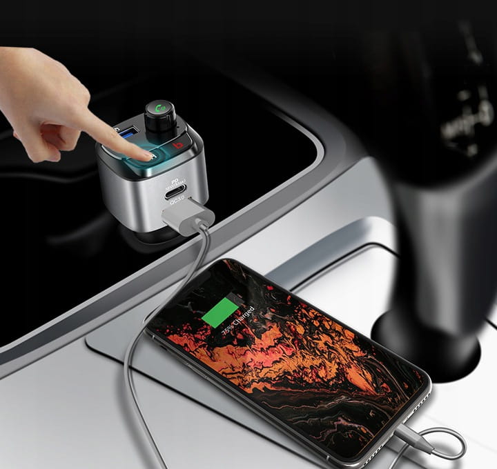 Transmiter FM Feegar Bluetooth Q100 QC30 Ładowarka