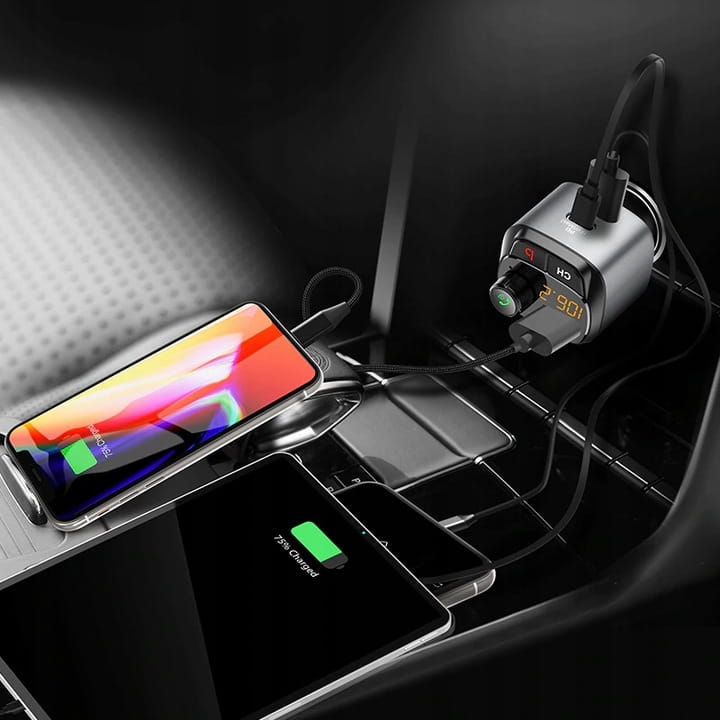 Transmiter FM Feegar Bluetooth Q100 QC30 Ładowarka